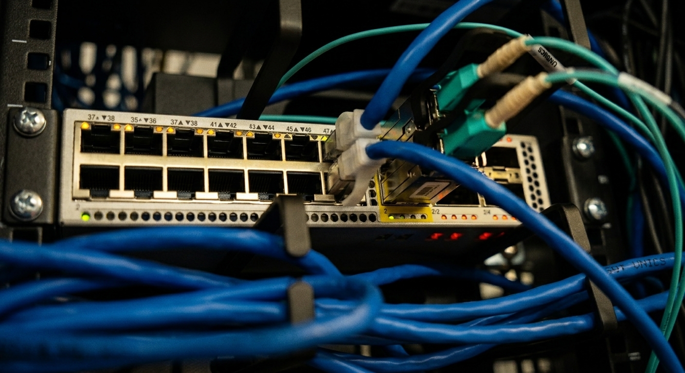 Switch de Red Gestionado en Rack de Comunicaciones.